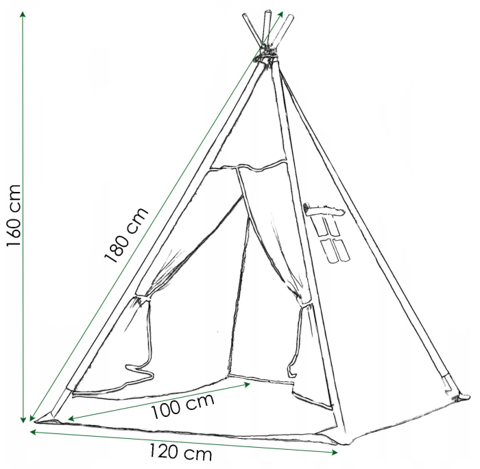 Cort copii Sersimo stil indian Teepee Tent cu fereastra, covoras gros si 2 perne, alb albastru [12]