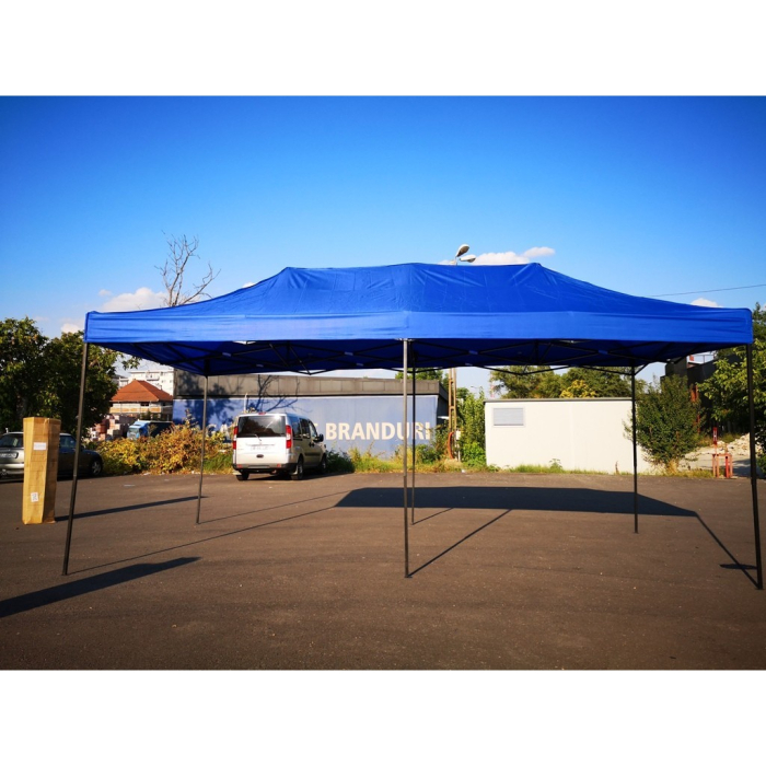 Cort Pavilion 3x6m Albastru Pliabil Cadru Metal pentru Curte, Gradina, Evenimente [2]