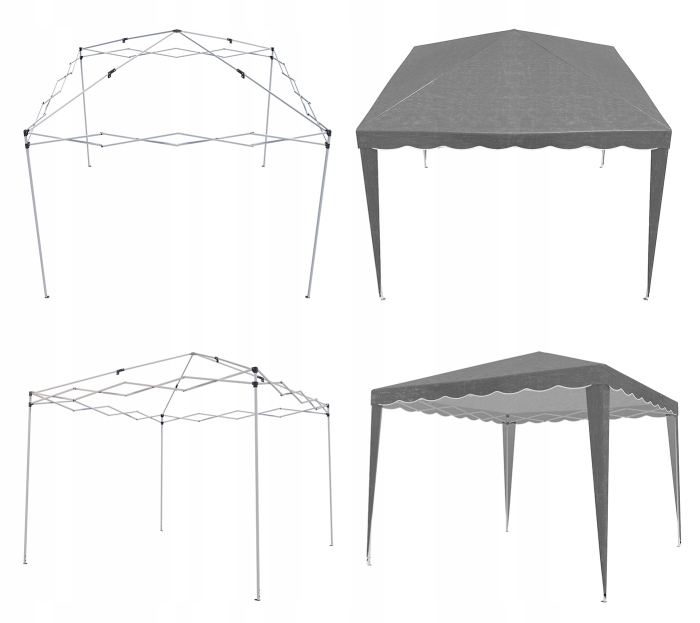 Cort pavilion de gradina pliabil automat pop-up, impermeabil, cu protectie UV, 300x300cm, gri [9]