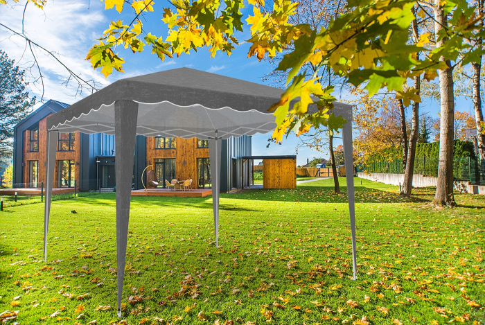 Cort pavilion de gradina pliabil automat pop-up, impermeabil, cu protectie UV, 300x300cm, gri [10]