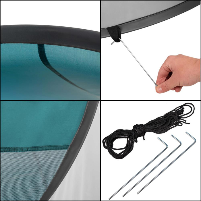 Cort plaja autoexpansibil POP-UP cu protectie UV, podea izolanta si husa transport, 190x120x100 cm, turcoaz si gri [9]