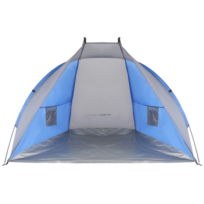 Cort plaja pentru 2 persoane, cu protectie UV si podea izolanta, 200x100x105 cm, albastru si gri [1]