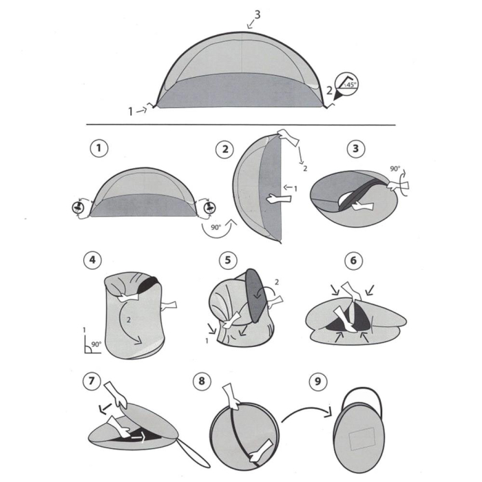 Cort plaja si picnic semi-deschis Sersimo, protectie UV, 200x120x110cm, gri [17]