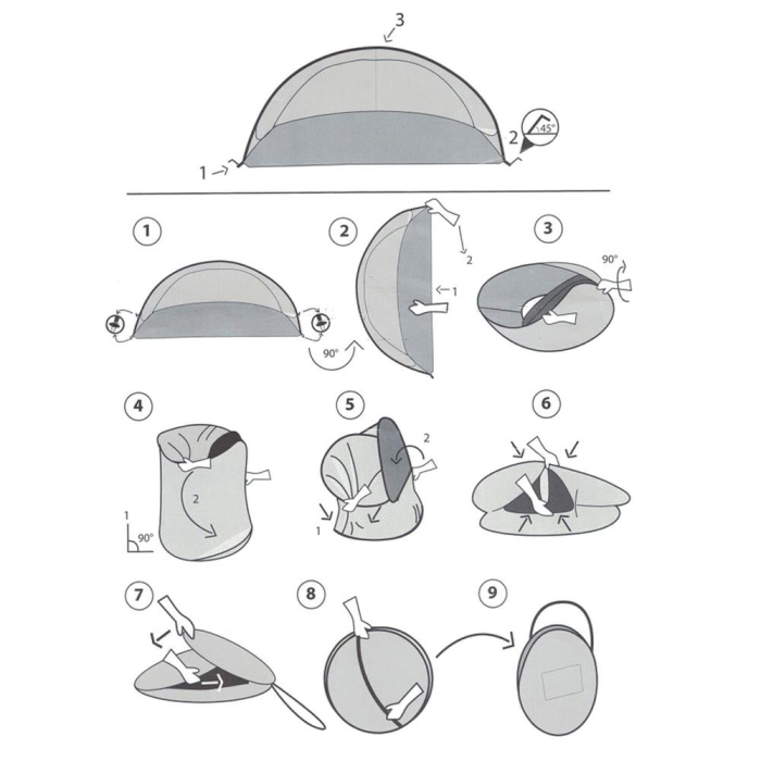 Cort plaja si picnic semi-deschis Sersimo, protectie UV, 200x120x110cm, portocaliu [8]