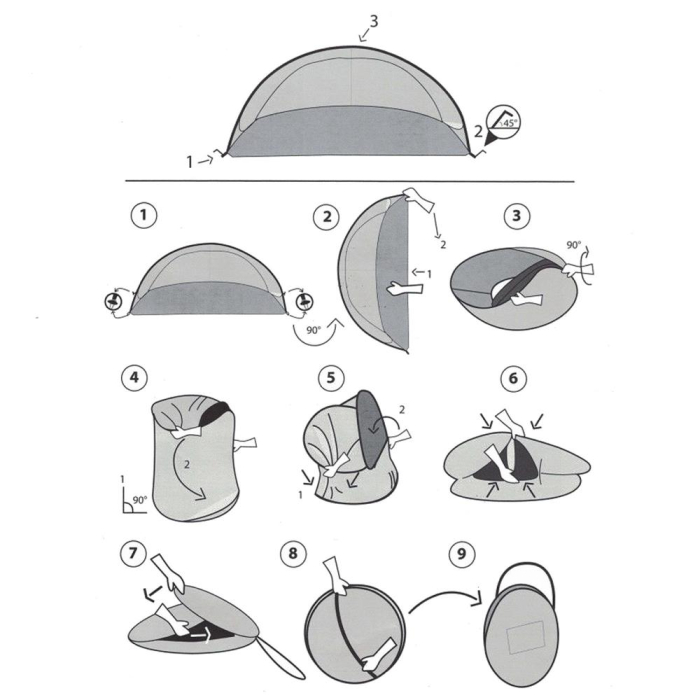 Cort plaja si picnic semi-deschis Sersimo, protectie UV, 200x120x110cm, portocaliu gri [5]
