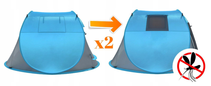 Cort plaja si picnic Sersimo, protectie UV, 210x130x90 cm, albastru gri [8]