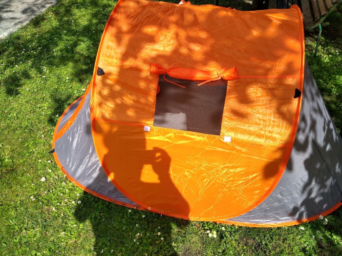 Cort plaja si picnic Sersimo, protectie UV, 210x130x90 cm, portocaliu gri [6]