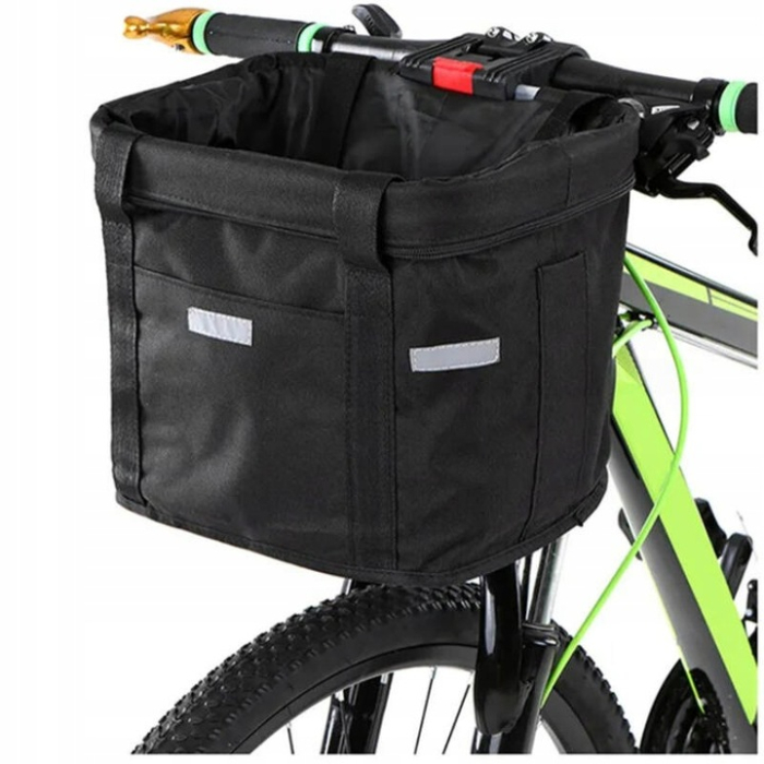 Cos bicicleta fata 34x24x25 cm, aluminiu si material textil, sistem click, cu husa ploaie, negru [13]