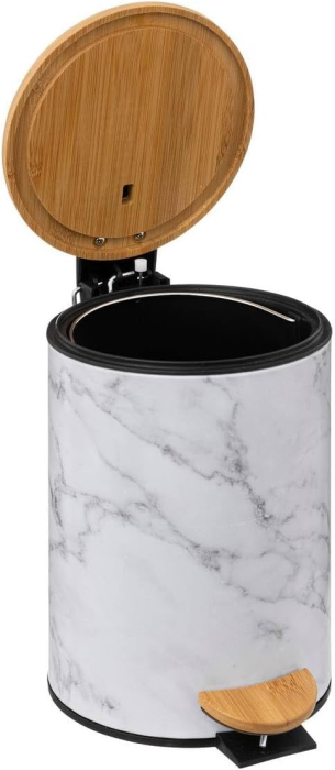 Cos de gunoi cu pedala 5Five Lea cu inchidere soft-close, PP si otel, 17x25 cm, alb [3]