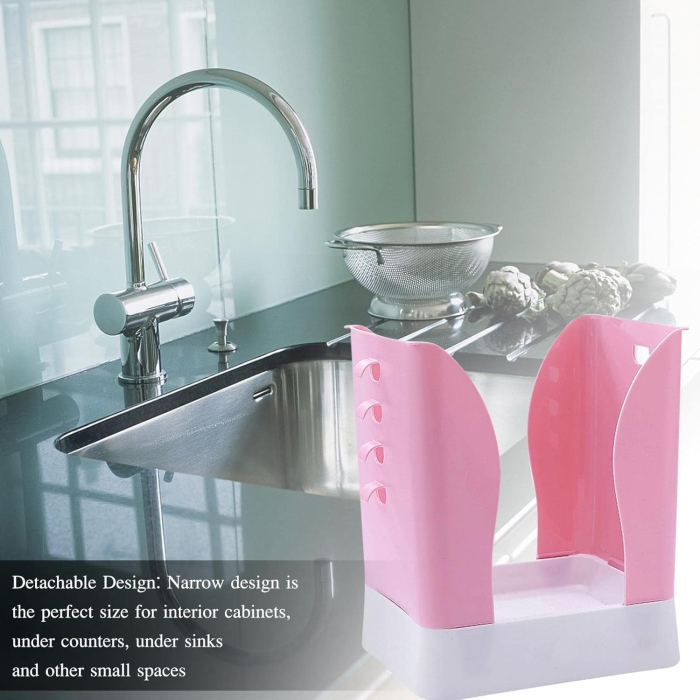 Cos de Gunoi Extensibil, , din Plastic, Reglabil, Pliabil, Versatil, pentru Bucatarie, Baie sau Birou, Cos Universal, 21x25x17 cm, Roz Alb [3]