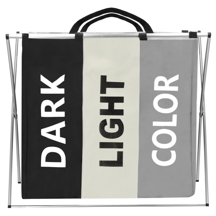 Cos de rufe cu 3 compartimente, cadru aluminiu, 60x40x68cm, 146 litri [2]