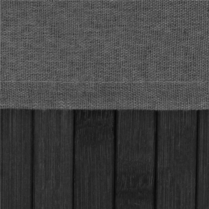 Cos de rufe din bambus cu capac, 2 compartimente, sac detasabil, volum 100L, 54x34x60cm, negru [20]