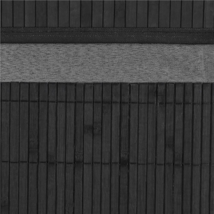 Cos de rufe din bambus cu capac, 2 compartimente, sac detasabil, volum 100L, 54x35x60cm, negru [11]