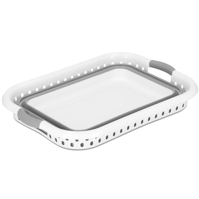 Cos de rufe pliabil tip lighean, cu manere, din plastic si silicon, 53x38x24cm, 24litri, gri [13]