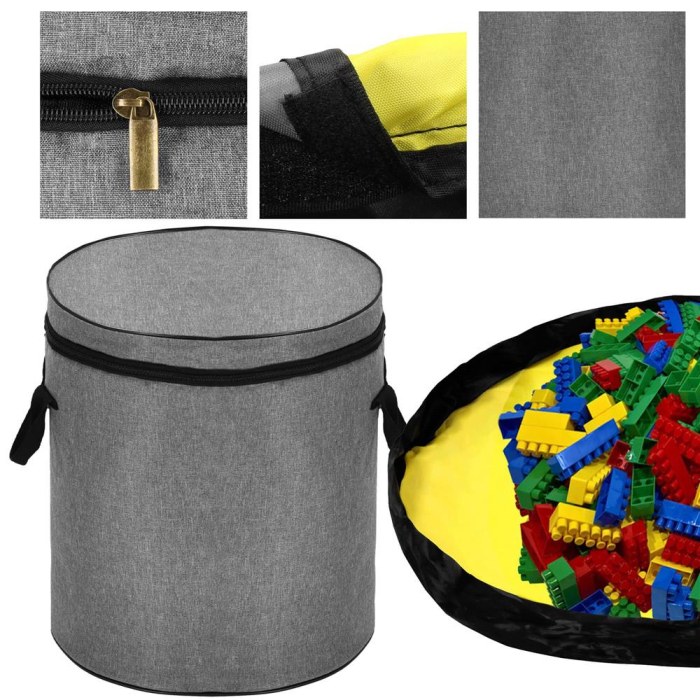 Cos depozitare haine sau jucarii, 40x33cm, bumbac si in, 43 l, gri [8]