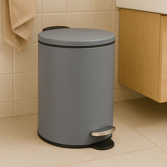 Cos gunoi 5Five Colors Concrete cu pedala si inchidere soft-close, otel, 3 L, 23x23x17 cm, gri [3]