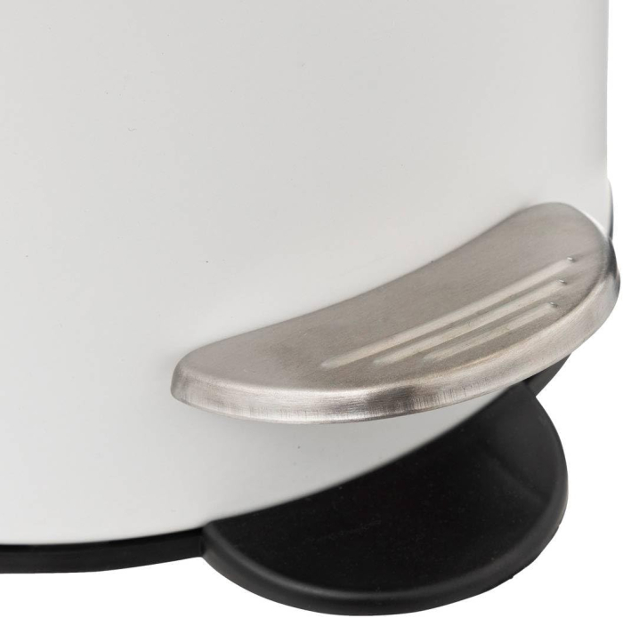 Cos gunoi 5Five Modern Color cu capac bambus si sistem soft-close, otel, polipropilena si bambus, 3L, 22x17x23 cm, alb [4]