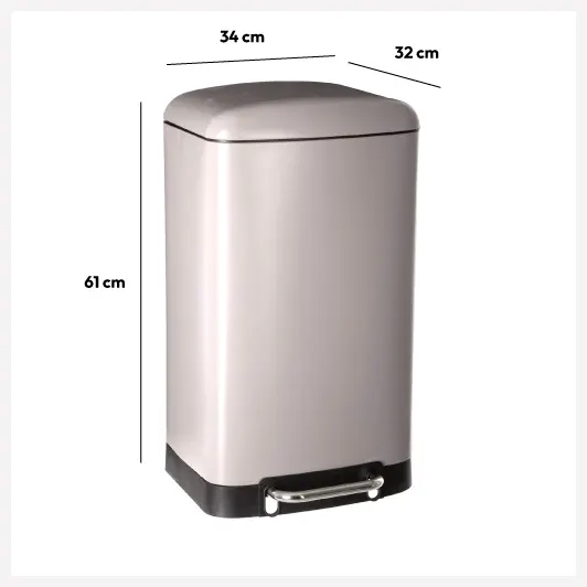 Cos gunoi cu pedala 30L 5Five Ariane, forma rotunda, otel inoxidabil si PP, 34x30,5x61 cm, taupe [5]