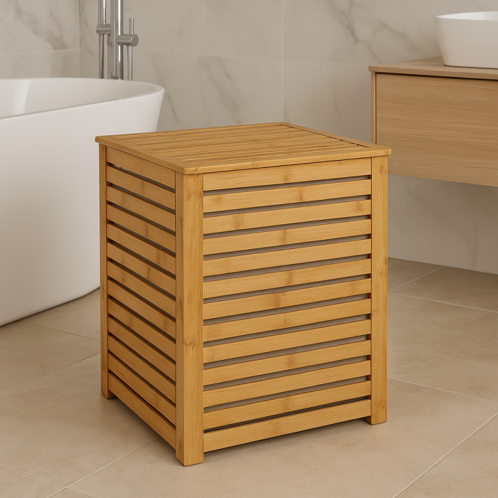 Cos rufe 5Five Sicela din lemn MDF, capacitate 65 litri, 40x40x58 cm, natur [6]