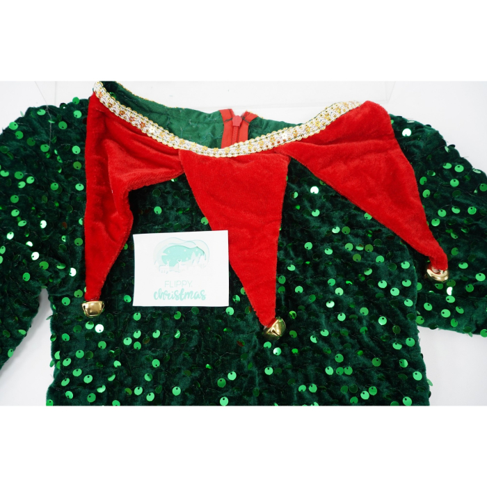 Costum Craciun, , Spiridus, rosu-verde, 7 - 9 ani, catifea [3]