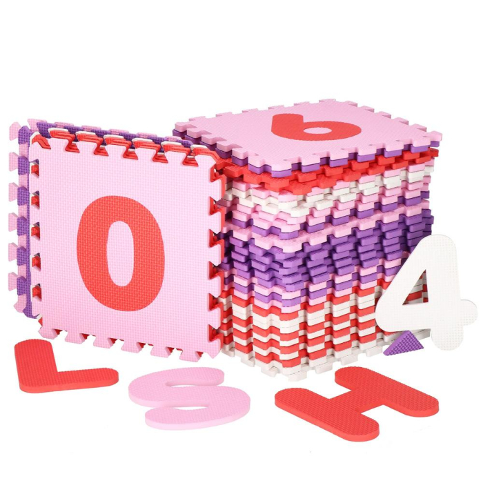 Covor din spuma pentru copii, tip puzzle cifre si litere, 36 piese, 175×175 cm, multicolor [14]