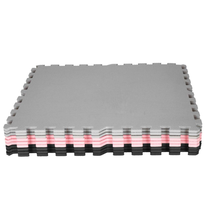 Covor din spuma pentru copii, tip puzzle forme, 27 piese, termoizolant, 179×179 cm, gri roz [14]