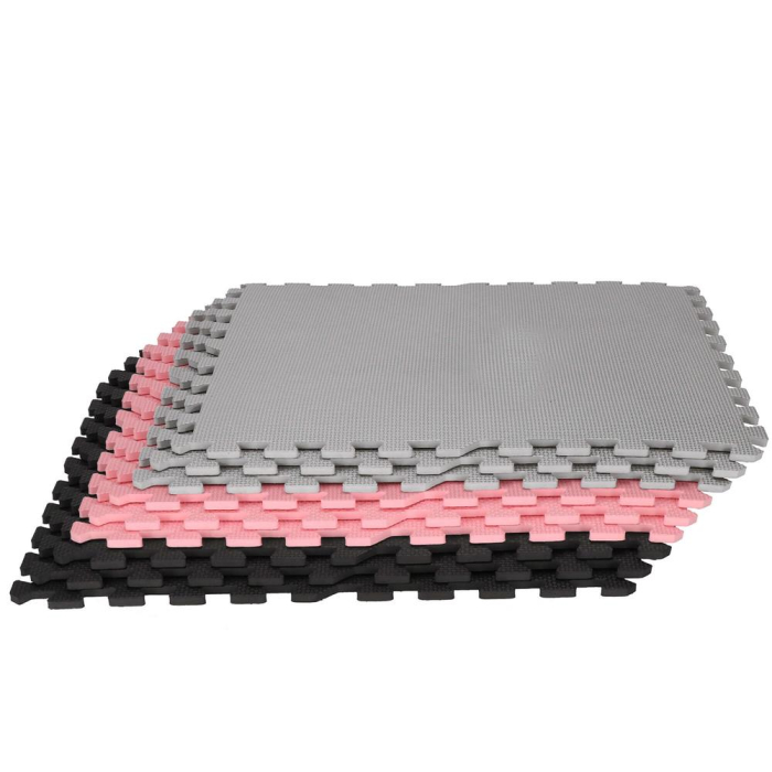 Covor din spuma pentru copii, tip puzzle forme, 27 piese, termoizolant, 179×179 cm, gri roz [13]