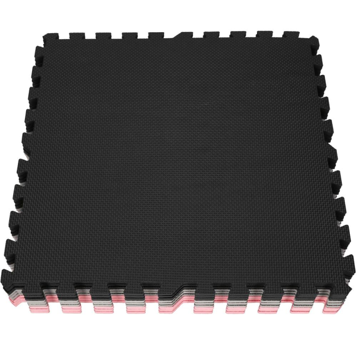 Covor din spuma pentru copii, tip puzzle forme, 27 piese, termoizolant, 179×179 cm, gri roz [15]