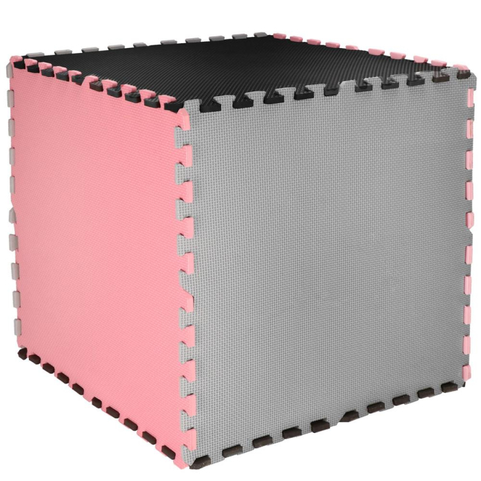 Covor din spuma pentru copii, tip puzzle forme, 27 piese, termoizolant, 179×179 cm, gri roz [7]