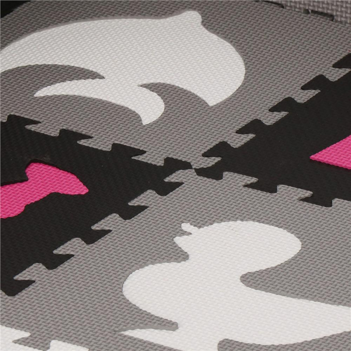 Covor din spuma pentru copii, tip puzzle forme, 34 piese, termoizolant, 120×120 cm, gri roz [13]