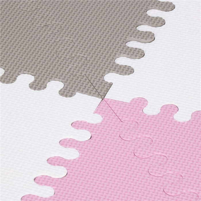 Covor din spuma pentru copii, tip puzzle triunghiuri, 96 piese,186×186 cm, gri roz [4]