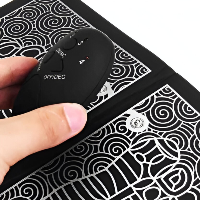 Covoras de Masaj pentru Picioare, EMS, 4 Niveluri de Intensitate, Incarcare USB, Ecran LED, Telecomanda Inclusa, Negru [9]