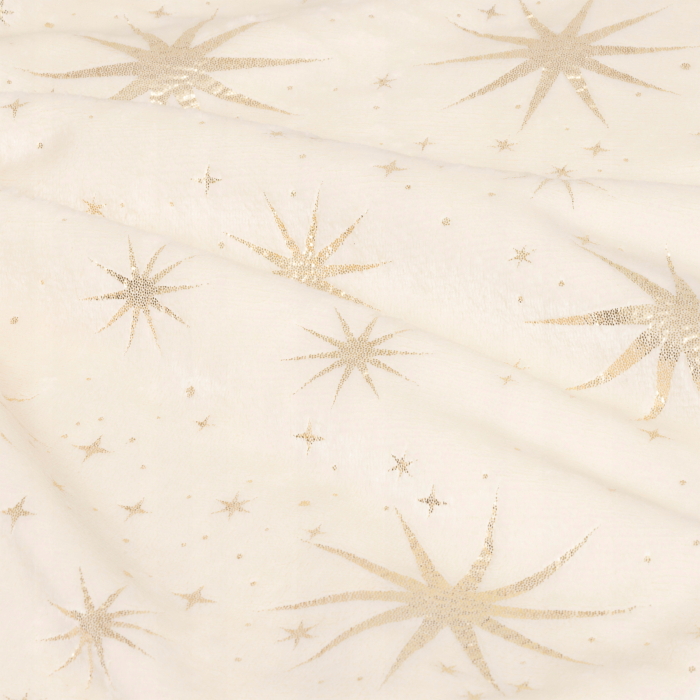 Covoras de pus sub bradul de Craciun, diametru 90 cm, cu stele aurii, alb [2]