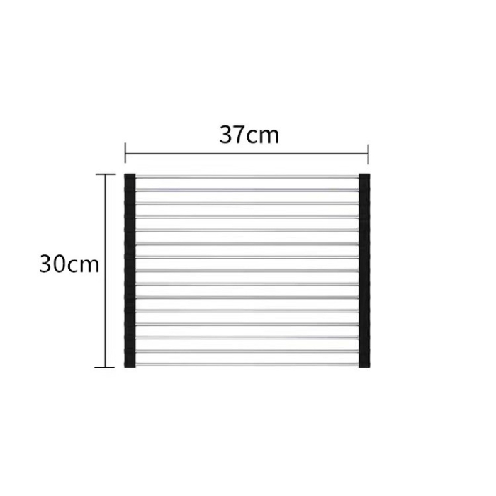 Covoras de Scurgere pentru Chiuveta Bucatarie, din Otel Inoxidabil, Suport Chiuveta, Pliabil, Antiderapant, Usor de Curatat si de Depozitat, 37x30 cm, 15 Tuburi, Negru [2]