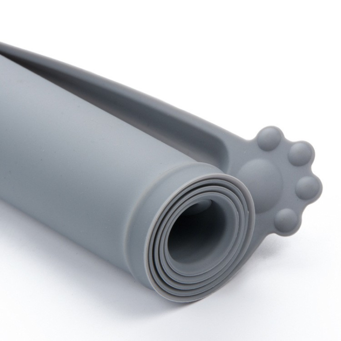 Covoras din silicon pentru animale , pentru bol de apa si mancare, antiderapant, margini ridicate pentru a mentine apa, 48.5x30 cm, Gri [5]