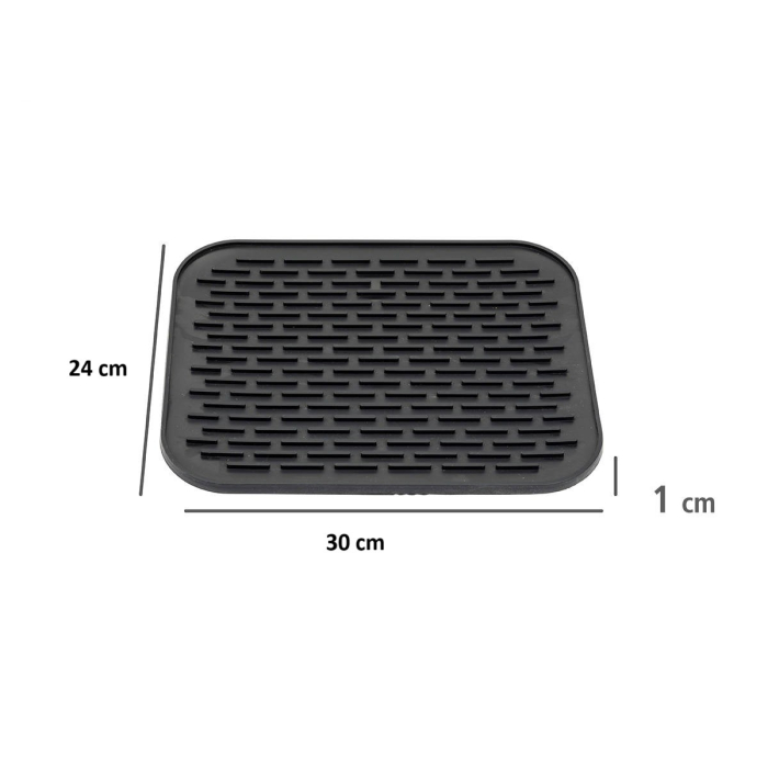 Covoras din Silicon pentru Scurgere Vase, , Uz Casnic, Rezistent la Temperaturi Ridicate, Izolator, 30x24 cm, Negru [2]