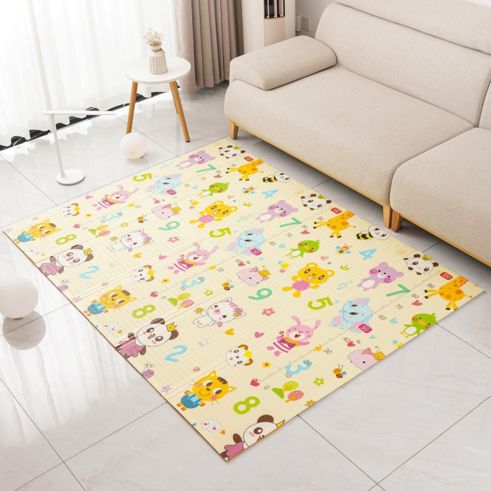 Covoras pentru Copii, , cu 2 Fete, Model Animale Marine/Exotice, din XPE+PE, Impermeabil, Antiderapant, Protectie Termica, +3 Luni, Pliabil, 150 x 200 x 1.5 cm, Multicolor [4]