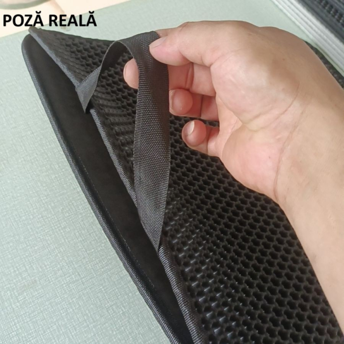 Covoras pentru Litiera, , Covor cu Doua Fete pentru Pisici, Rezistent la Apa, Colectare Granule de Nisip, Antiderapant, 40x50 cm, Negru [2]