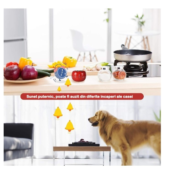 Cronometru mecanic de bucatarie , forma de rosie, 60 de minute, 6.3 x 4.5 cm, material ABS, rosu [4]