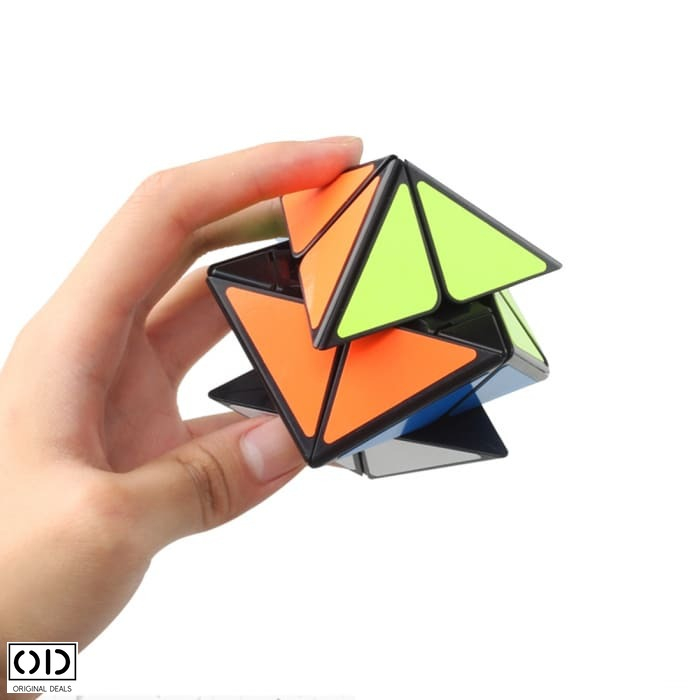 Cub Magic Rubik Puzzle Fun, Jucarie Inteligenta Antistres, cu Triunghiuri pe 6 Fete Colorate, Premium PVC, Original Deals [1]