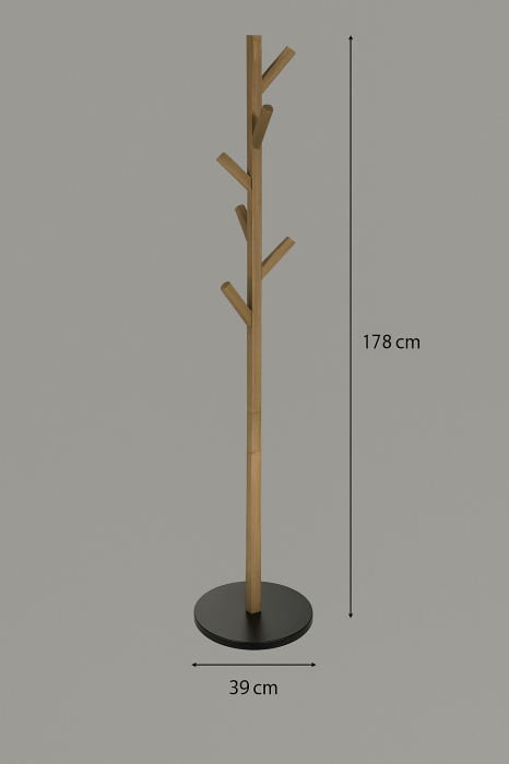 Cuier Atmosphera Wild cu 7 agatatori, lemn si MDF, 39x39x178 cm, maro [4]