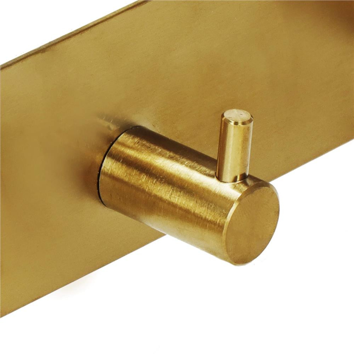 Cuier de baie pentru prosoape, montare fara gaurire, otel, 4 agatatori, 24x4.5cm, auriu [9]