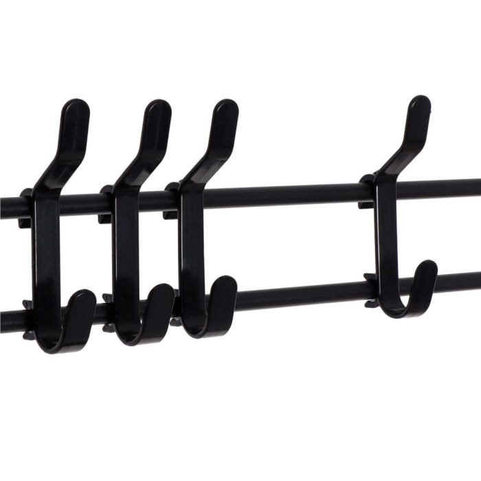 Cuier pentru haine cu banc de depozitare pantofi pe 4 polite, cadru metalic, 25x80x150cm, negru [17]