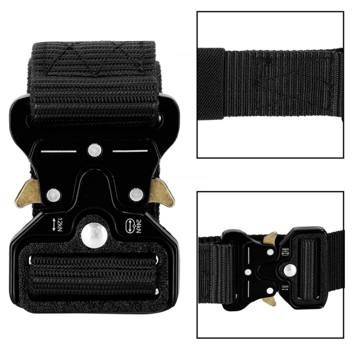 Curea centura Tactical Combat pentru barbati 3.5 x 125 cm, rezistent, negru [13]