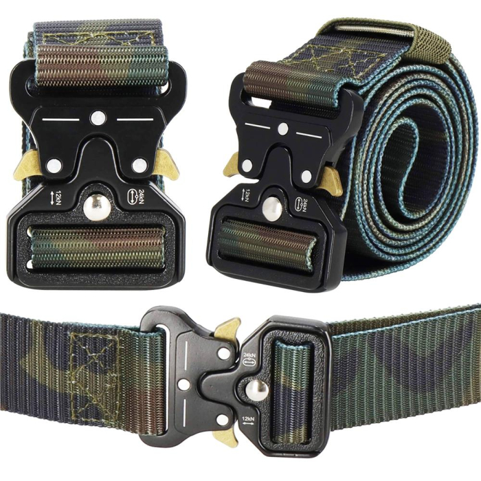 Curea centura Tactical Combat pentru barbati 3.7x125cm, rezistent, verde camuflaj [4]