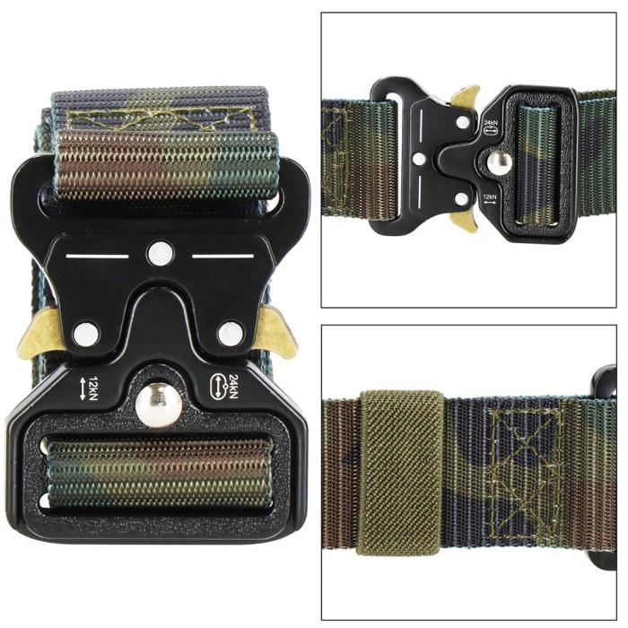 Curea centura Tactical Combat pentru barbati 3.7x125cm, rezistent, verde camuflaj [20]