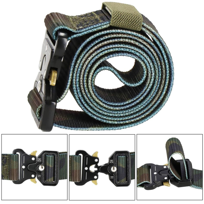 Curea centura Tactical Combat pentru barbati 3.7x125cm, rezistent, verde camuflaj [19]