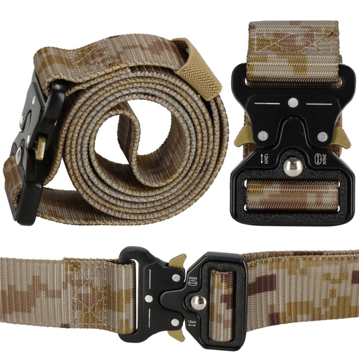 Curea centura Tactical Combat pentru barbati 3.7x125cm, rezistent, verde deschis camuflaj [17]