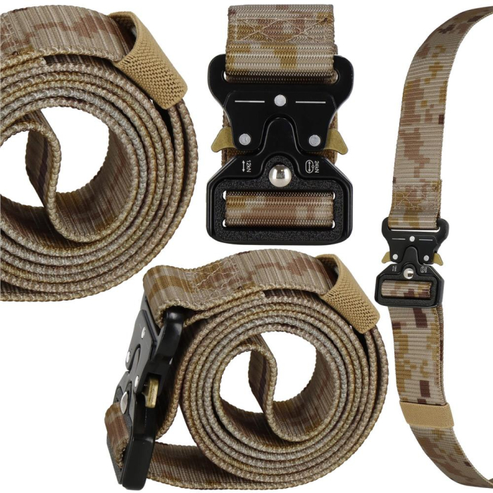 Curea centura Tactical Combat pentru barbati 3.7x125cm, rezistent, verde deschis camuflaj [2]