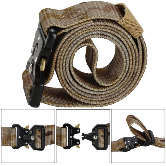 Curea centura Tactical Combat pentru barbati 3.7x125cm, rezistent, verde deschis camuflaj [13]